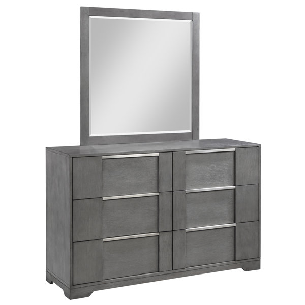 Mercer41 Tency Wood Square Wall Mirror with Drawers Wayfair Canada